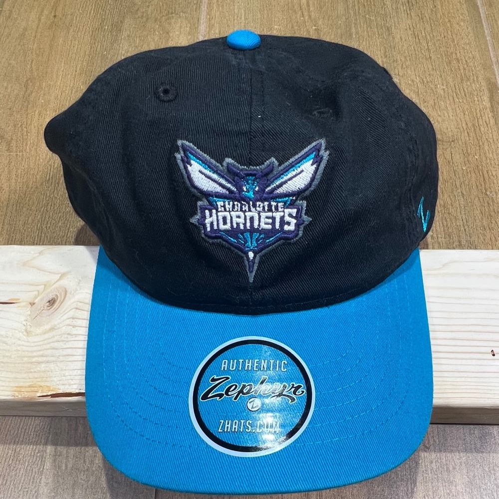 Zephyr Charlotte Hornets NBA Strapback Hat Black Teal Embroidered Cap New